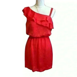 City Triangle Coral Ruffled One Shoulder Mini Dress Women’s Size Medium NWT